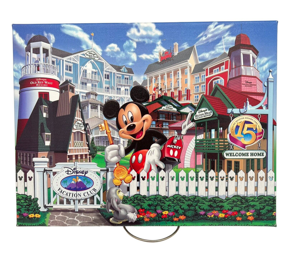 Mickey Litho Vinyl Canvas Print 2006 Disney Resorts Vacation Club 15th Anniv